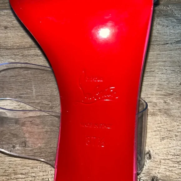 Christian Louboutin Just Nothing 85 PVC & Leather Mules - Picture 9 of 9